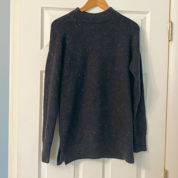 LOFT Speckled Navy Mock Neck Sweater - Picture 2 of 5